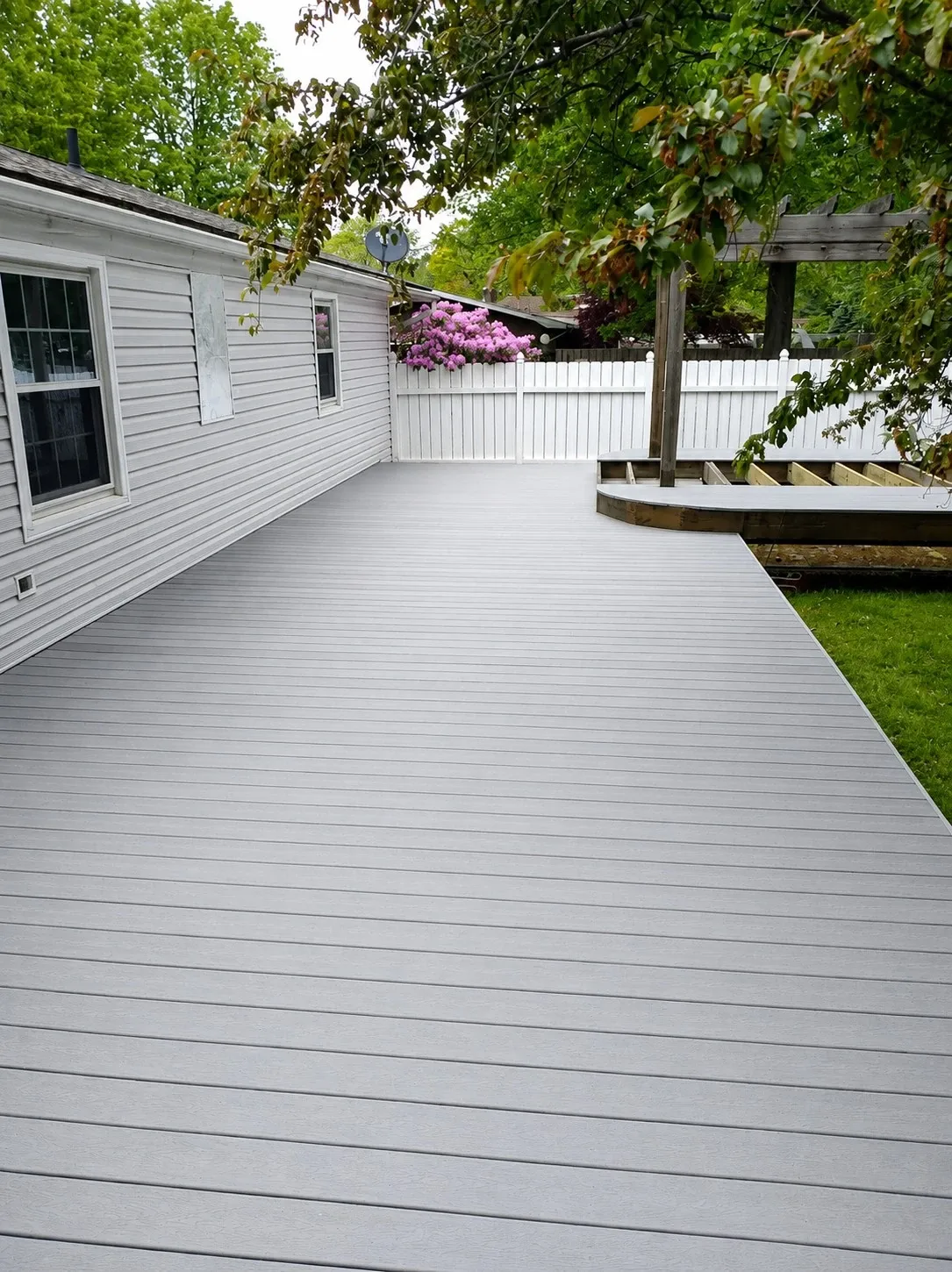 Finished gray residential deck